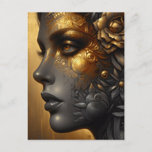 Pretty Woman in Gold   Blank Briefkaart