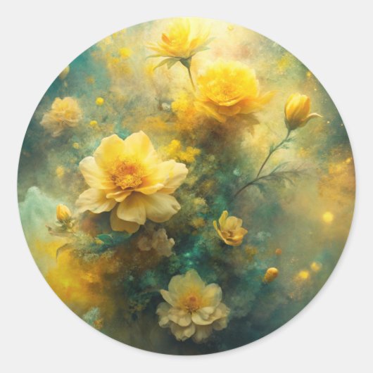 Pretty Yellow Flowers  Ronde Sticker (Voorkant)