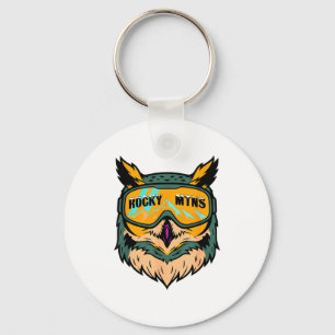 Pretvige kleurrijke uil met skibril winter espen sleutelhanger