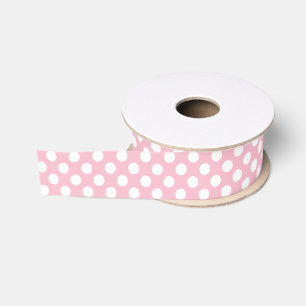 Prety Pink and White Polka Dot Ribbon Grosgrain Lint