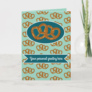 Pretzel-feest: de knoop leggen in turquoise en aqu kaart