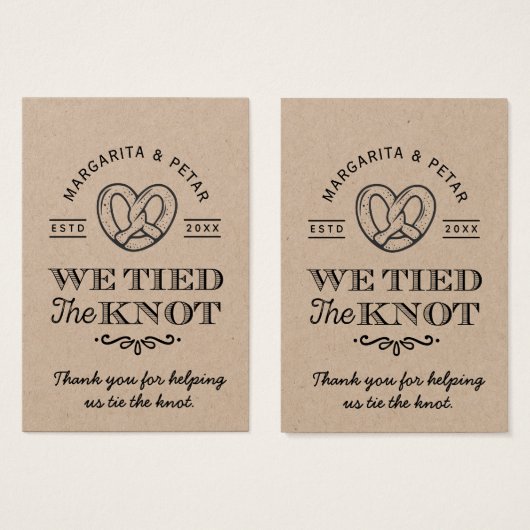 Pretzel Nous Avons Lié Les Mots-Clés Mariage Merci (Devant & derrière)