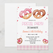 Pretzel party theme invitation kaart (Voorkant / Achterkant)