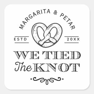 Pretzel we hebben de knoop doorgehakt Dank je Labe Vierkante Sticker