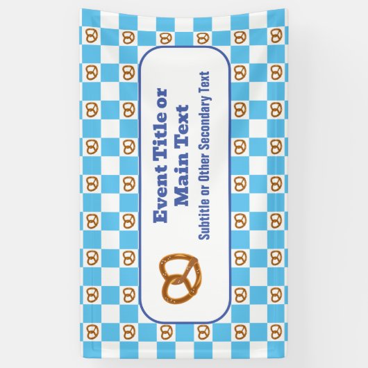 Pretzels Check Duits Oktoberfest Blauw & Wit DIY Spandoek (Verticaal)