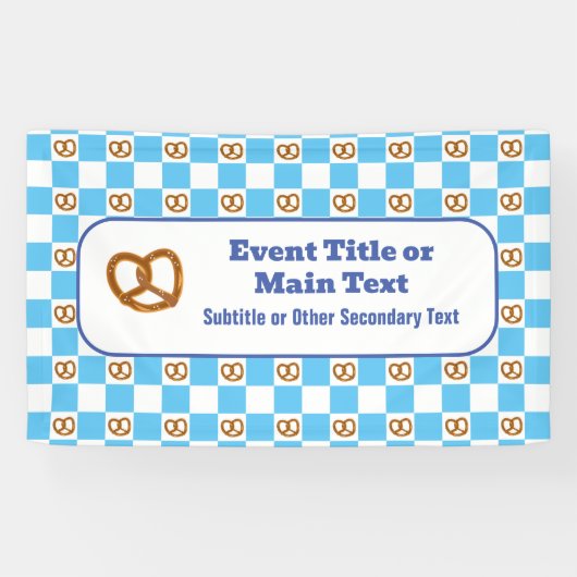 Pretzels Check Duits Oktoberfest Blauw & Wit DIY Spandoek (Horizontaal)