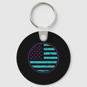 Preventie Amerikaanse Vlag Draagt Teal Paars Sleutelhanger