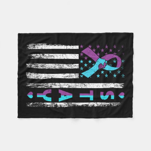 Preventie Bewustzijn Blijf Roze en Blauwgroen Lint Fleece Deken (Voorkant (Horizontaal))