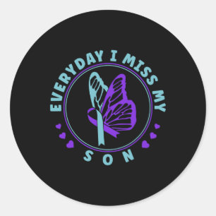 Preventie Bewustzijn Elke dag mis ik mijn zoon Ronde Sticker