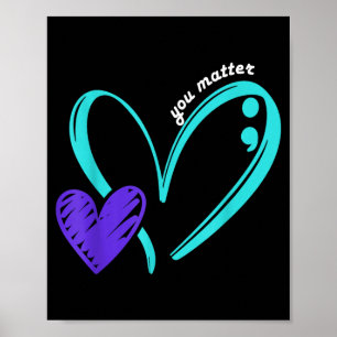 Preventiebewustzijn Teal Paarse Hart Kunst Poster
