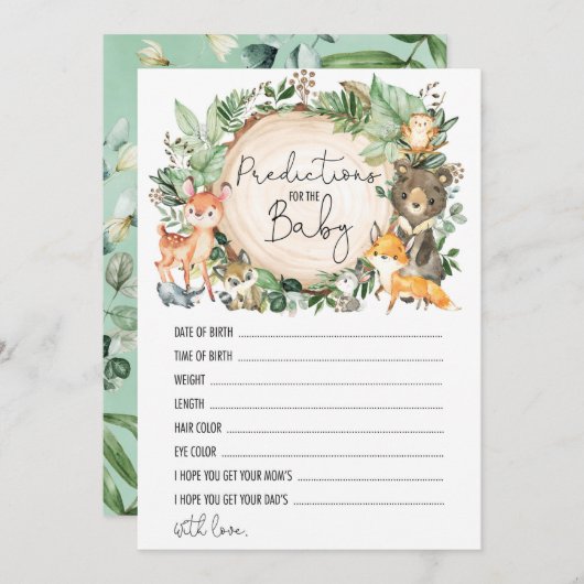 Prévisions Woodland pour la carte de jeu Baby show (Devant / Derrière)