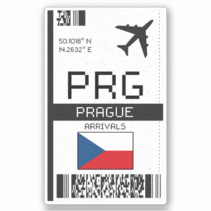 PRG Praag Boarding Pass - Tsjechië Reizen Sticker