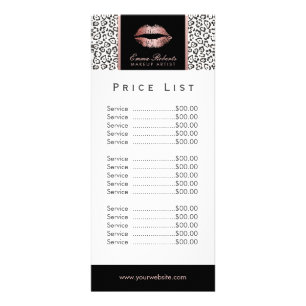 Price List Makeup Artist Rose Gold Lips Leopard Reclamekaart