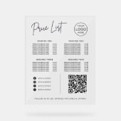 Price List Social Media Website QR Code Business Acryl Bord (Voorkant)
