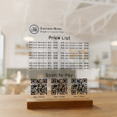 Price List With Business Logo QR Code Scan To Pay