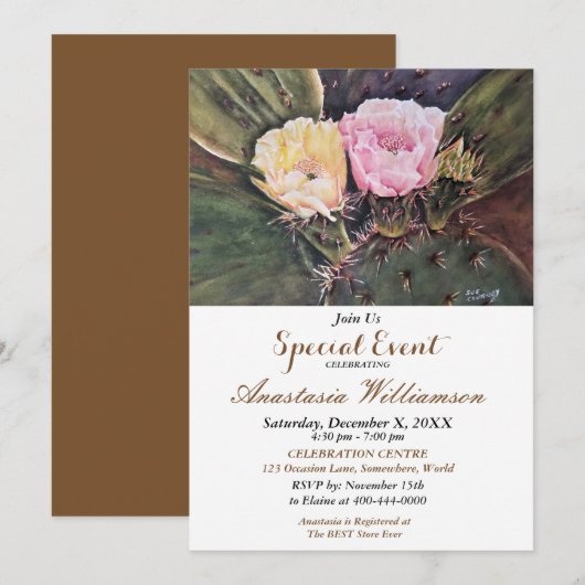 PRICKLY FÊTE POUR DEUX INVITATIONS D'ÉVÉNEMENT (Devant / Derrière)