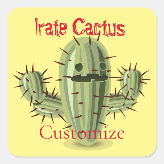 Prickly Irate Cactus Thunder_Cove Vierkante Sticker (Voorkant)