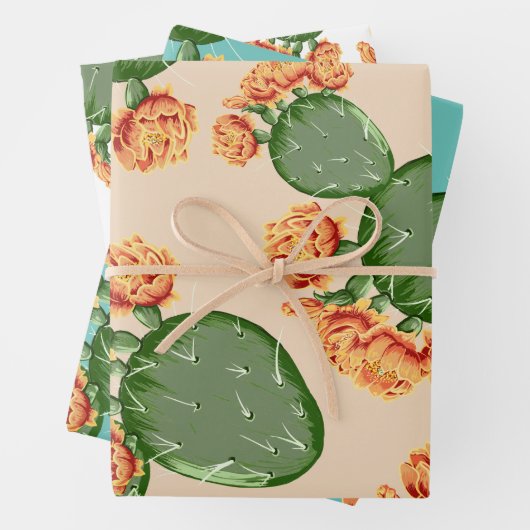 Prickly Pear Cactus & Blossom Inpakpapier Vel (In situ)