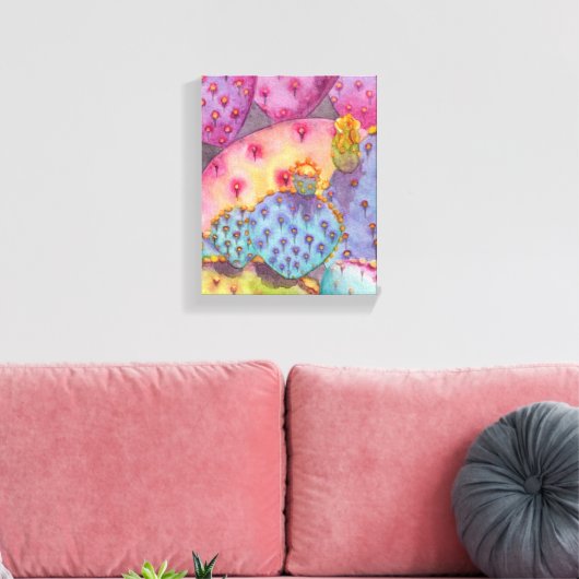 Prickly Pear Cactus Canvas Print Art (Insitu (Woonkamer))