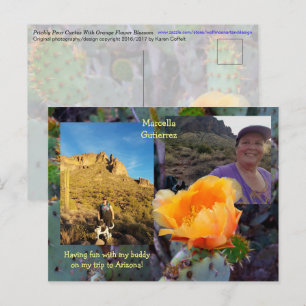 Prickly Pear Cactus Flower / Oranje / Arizona USA Briefkaart