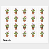 Prickly Pear Cactus in Clay Pot & Verjaardag pet Vierkante Sticker (Vel)