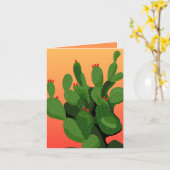 Prickly Pear Cactus Sunset Carte de voeux (Fleur jaune)