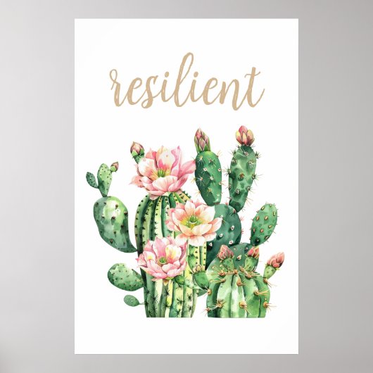 Prickly Pear Cactus Waterverf Resilient Desert Poster (Voorkant)