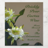 Prickly Pear Cactus Wine Floral Wijn Etiket (Enkel label)