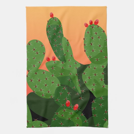 Prickly Pear Desert Sunset Serviette de cuisine (Vertical)