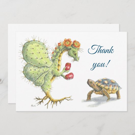 Prickly Pear Dragon & tortoise - Hartelijk dank Bedankkaart (Voorkant / Achterkant)