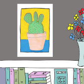 Prickly Pear, drie pootcactus, bizarre tekening Poster