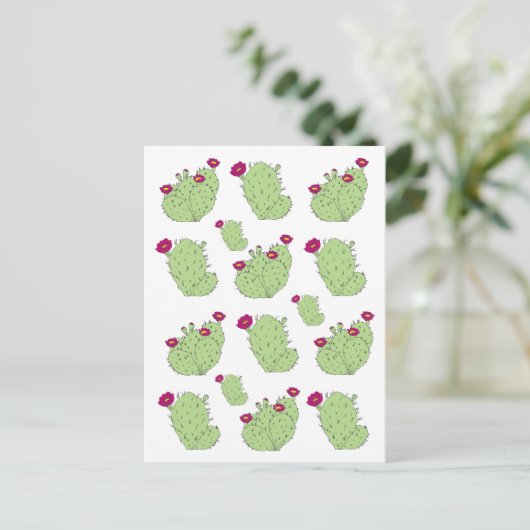 Prickly Pear Pattern Plant Cactus Love Briefkaart (Staand voorkant)
