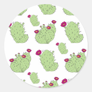 Prickly Pear Pattern Plant Cactus Love Ronde Sticker