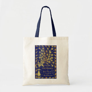 Pride and Prejudice Blue Gold Peacock Book Cover Tote Bag