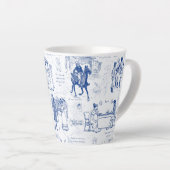 Pride and Prejudice Blue Toile Quotes Latte Mok (Rechterhoek)