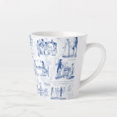 Pride and Prejudice Blue Toile Quotes Latte Mok (Rechts)