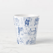 Pride and Prejudice Blue Toile Quotes Latte Mok (Voorkant)