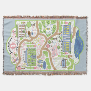 Pride and Prejudice Map Blanket Jane Austen Gooi Deken