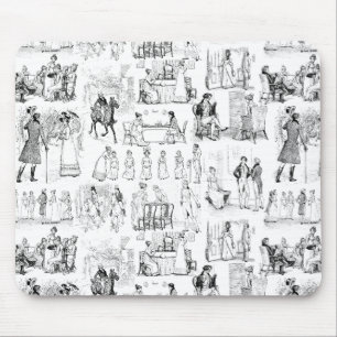 Pride and Prejudice Toile de Jouy Zwart-wit Muismat