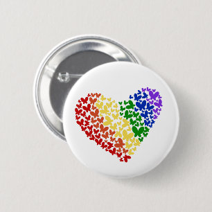 Pride Butterfly Heart – LGBTQ+ vlag kleuren Ronde Button 5,7 Cm