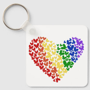 Pride Butterfly Heart – LGBTQ+ vlag kleuren Sleutelhanger