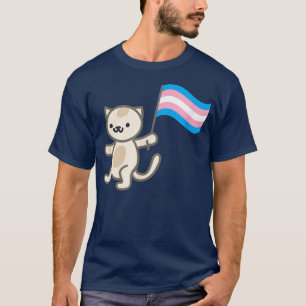 Pride Cat Holding Transgender Flag T-shirt