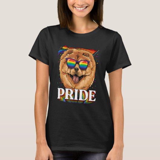Pride Chow Chow LGBTQ Rainbow Flag Pride Month Pet T-shirt (Voorkant)
