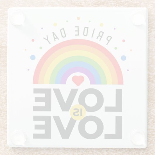 Pride Day Love Glazen Onderzetter (Achterkant)