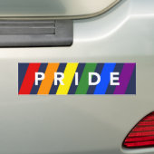 PRIDE Diagonal LGBT Rainbow Stripes op Navy Blue Bumpersticker (Op auto)