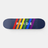 PRIDE Diagonal LGBT Rainbow Stripes op Navy Blue Skateboard (Horizontaal)