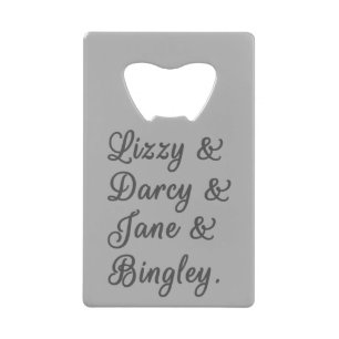 Pride en Prejudice-paren I Kredietkaart Flessenopener