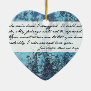Pride en Prejudice Quote Keramisch Ornament