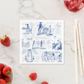 Pride en Vooroordelen Blauw Toile Citaten Illustra Servet (Insitu)