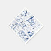 Pride en Vooroordelen Blauw Toile Citaten Illustra Servet (Hoek)